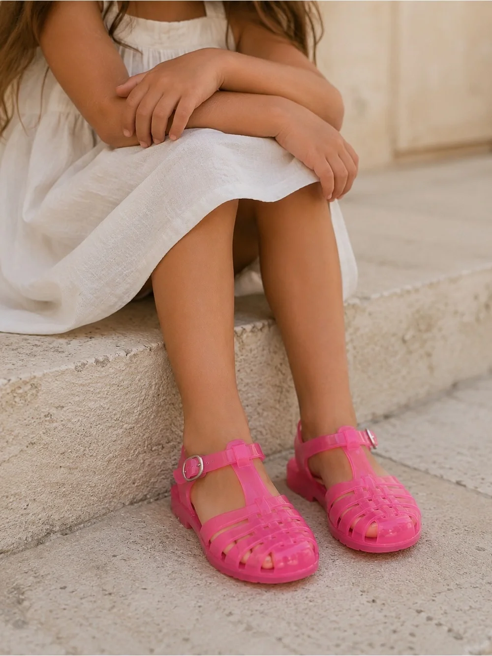 Old Navy Pink Jelly Sandals Girls Size 12 Buckle Strap NWOT Water Shoes